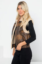 Brown Tan Vegan Leather Shearling Zip Up Vest