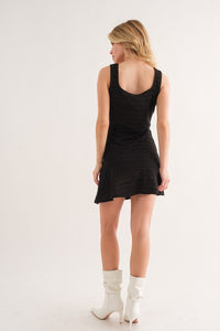 Black Sleeveless Textured Mini Dress
