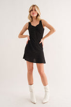 Black Sleeveless Textured Mini Dress