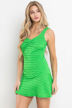 Green Sleeveless Textured Mini Dress