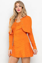 Orange Sleeveless Textured Mini Dress