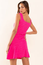 Hot Pink Sleeveless Textured Mini Dress