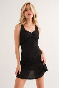 Black Sleeveless Textured Mini Dress