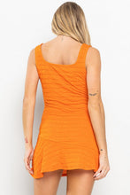 Orange Sleeveless Textured Mini Dress