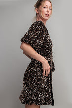 Black Short Sleeve Sequin Wrap Mini Dress