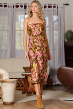 Olive Green/Fuchsia Tube Tie Cowl Back Waisted Midi Dress