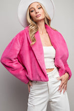 Hot Pink Solid Teddy Fur Open Jacket
