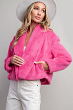 Hot Pink Solid Teddy Fur Open Jacket