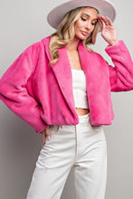 Hot Pink Solid Teddy Fur Open Jacket