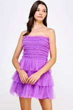Orchid Tiered Rhinestone Tulle Frills Mini Dress