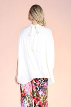 Ivory Washed Poly Silk Mock Neck Caftan Top