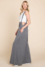 Charcoal Solid Dty Brushed Tie Back Oversized Suspender Jumpsuit