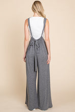 Charcoal Solid Dty Brushed Tie Back Oversized Suspender Jumpsuit
