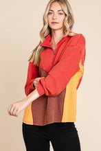 Multi Thermal Color Block Mineral Wash Zip Up Top