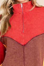 Multi Thermal Color Block Mineral Wash Zip Up Top