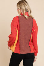 Multi Thermal Color Block Mineral Wash Zip Up Top