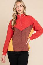 Multi Thermal Color Block Mineral Wash Zip Up Top