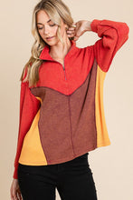 Multi Thermal Color Block Mineral Wash Zip Up Top