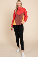 Multi Thermal Color Block Mineral Wash Zip Up Top
