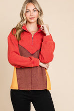 Multi Thermal Color Block Mineral Wash Zip Up Top