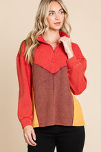 Multi Thermal Color Block Mineral Wash Zip Up Top