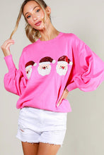 Pink Sequin Santa Detail Sweater Top
