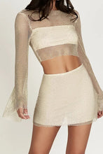 Beige Sheer Crop Top and Mini Skirt Set