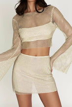 Beige Sheer Crop Top and Mini Skirt Set