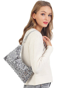 Silver Bling Sequin Tote / Shoulder Bag
