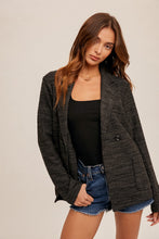Heather Charcoal Space Dyed French Terry Oversized Blazer