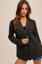 Heather Charcoal Space Dyed French Terry Oversized Blazer