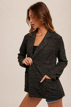 Heather Charcoal Space Dyed French Terry Oversized Blazer
