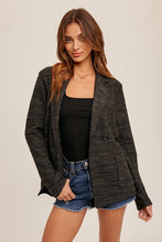Heather Charcoal Space Dyed French Terry Oversized Blazer