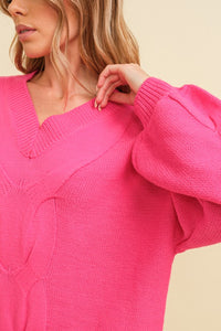 Fuchsia Oversize Knit Sweater