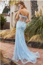 Blue Crystal Studded Lace Mermaid Gown