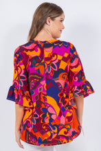 Multi Print Tunic Top Detail On The Sleeves