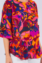 Multi Print Tunic Top Detail On The Sleeves