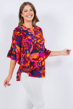 Multi Print Tunic Top Detail On The Sleeves