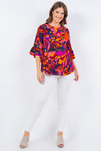 Multi Print Tunic Top Detail On The Sleeves