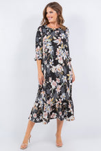 Flower Print Mid Dress Ruffle Detail