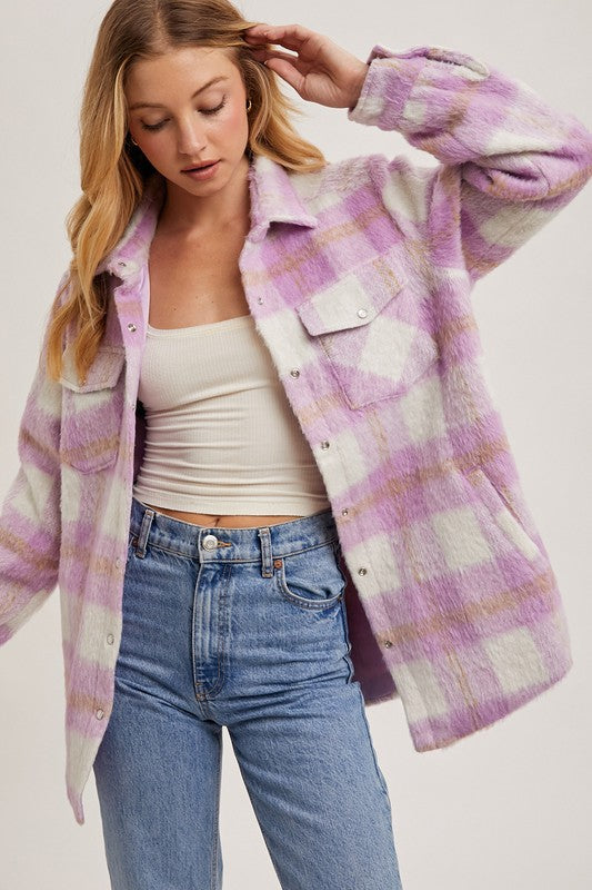 Pink Brushed Flannel Jacket