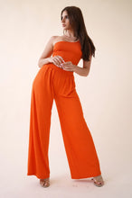 Orange Solid 2pc Modal Crop Top And Pants Set