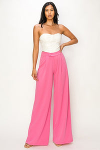 Pink Asymmetrical High Waisted Trouser Pants