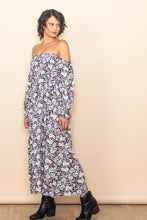 Black On & Off Shoulder Floral Maxi Dress