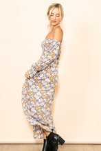 Taupe On & Off Shoulder Floral Maxi Dress