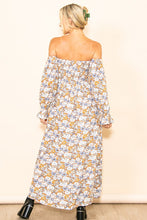 Taupe On & Off Shoulder Floral Maxi Dress