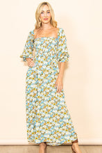 Teal On & Off Shoulder Floral Maxi Dress