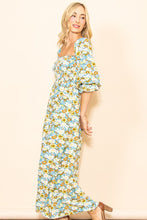 Teal On & Off Shoulder Floral Maxi Dress