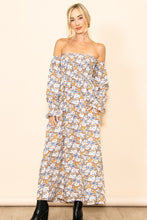 Taupe On & Off Shoulder Floral Maxi Dress