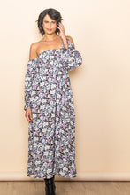 Black On & Off Shoulder Floral Maxi Dress